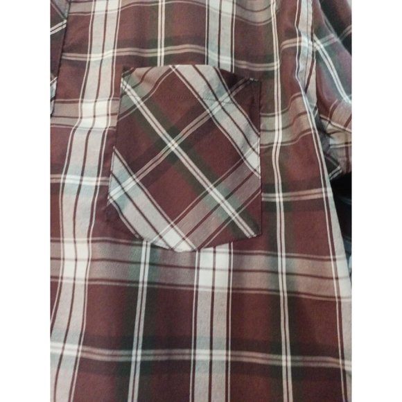 Men's Bold Blue Plaid Maroon/White Casual Button Down Long Sleeve 4XL - Picture 2 of 6